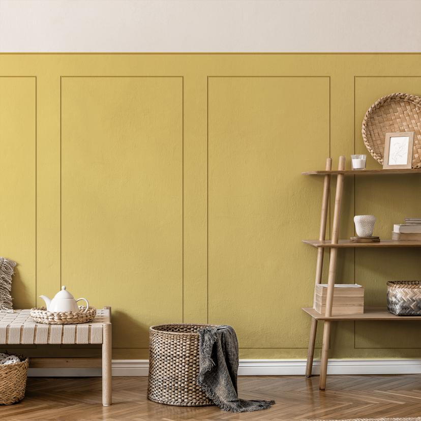 Pannelli murali rivestimento murale giallo senape con cornice