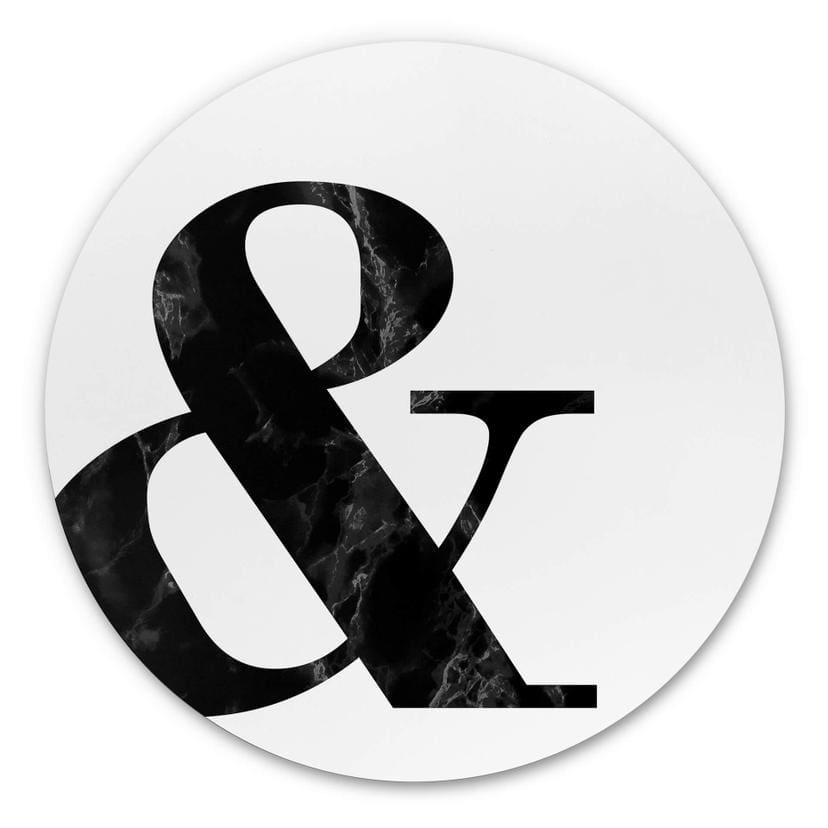 Tableau sur alu-Dibond rond Esperluette en marbre noir