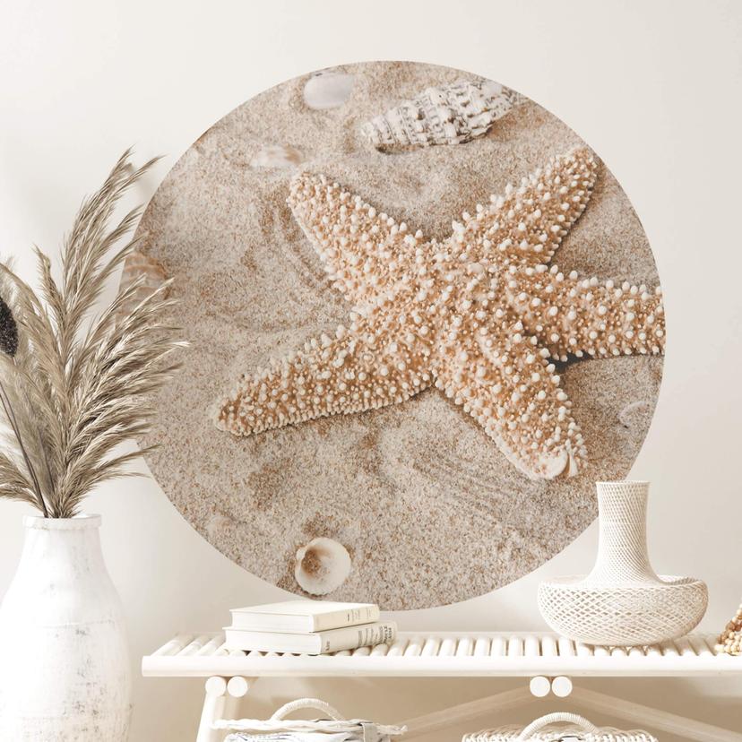 Søstjerne i gylden strand Wallsticker - Rund