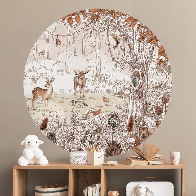 Wallsticker Kikki Belle - Skovens venner efterår - Rund