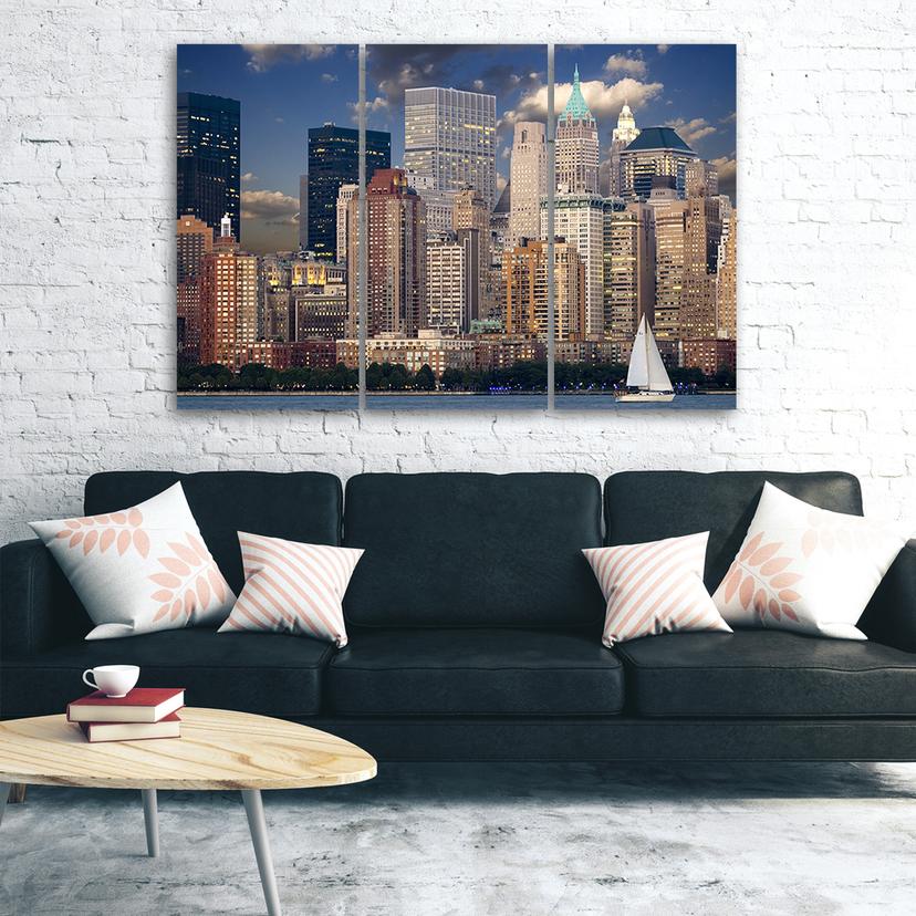 Stampa su tela 3 pezzi, panorama di New York City