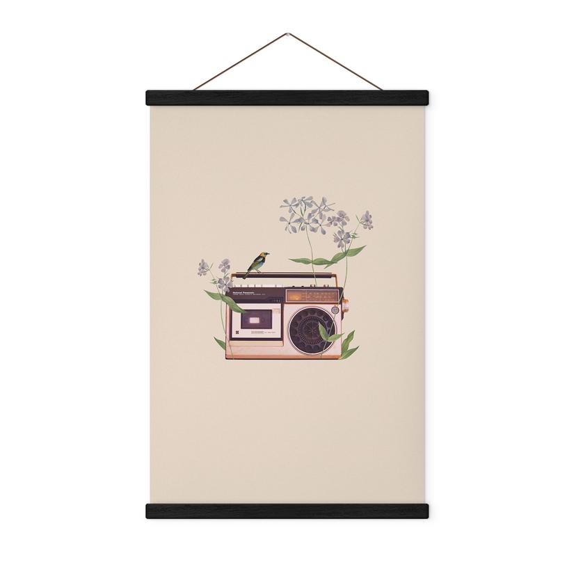 Retro radio blomster Tekstil plakat - Frida Floral Studio