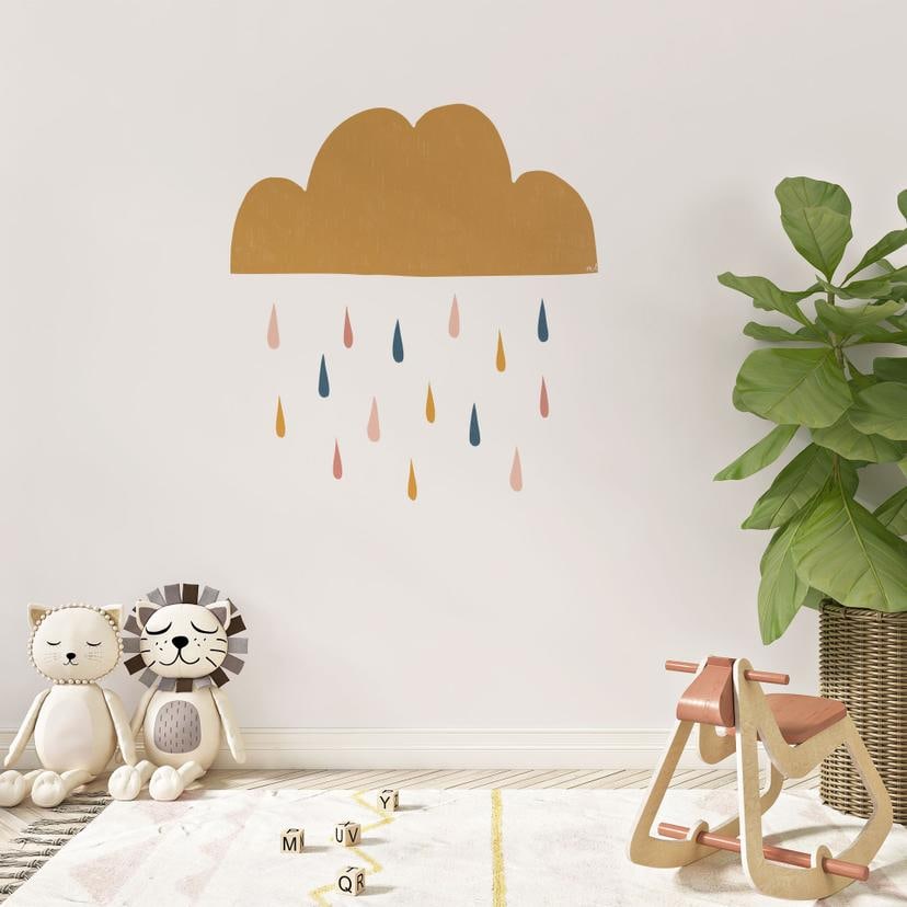 Wallsticker Glad regn i pastelfarver - dekoration til børneværelset - Lisboa