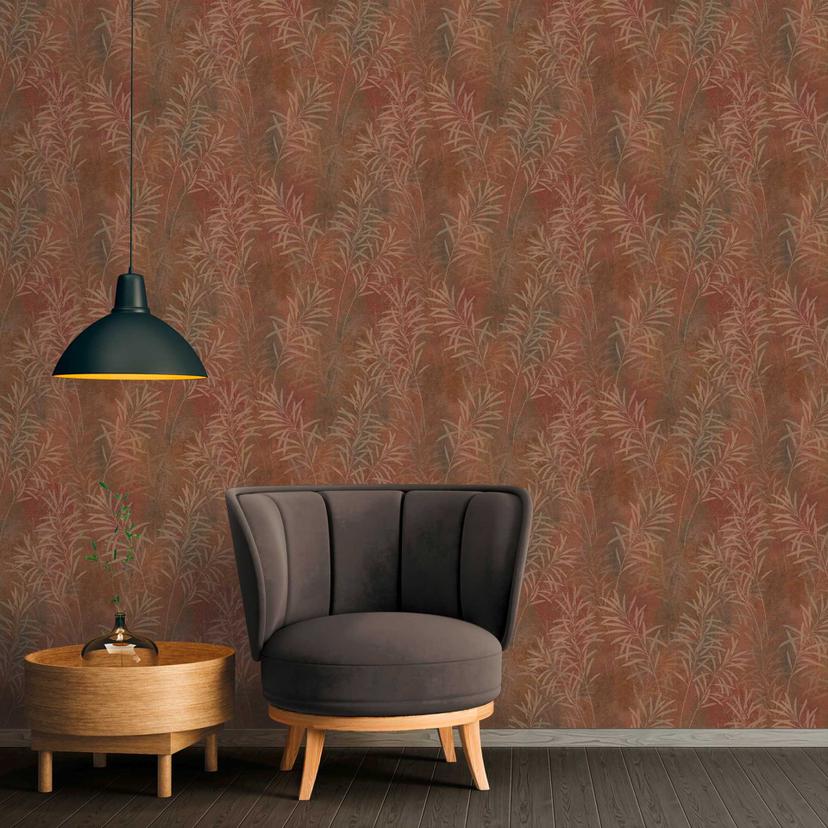 blomstertapet brun beige - naturligt tapet i landlig stil - non-woven tapet soveværelse kontor