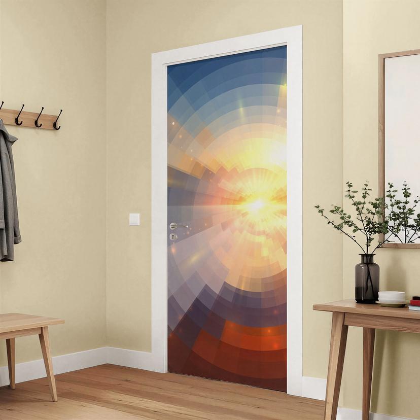 Puerta película puesta de sol en mosaico
