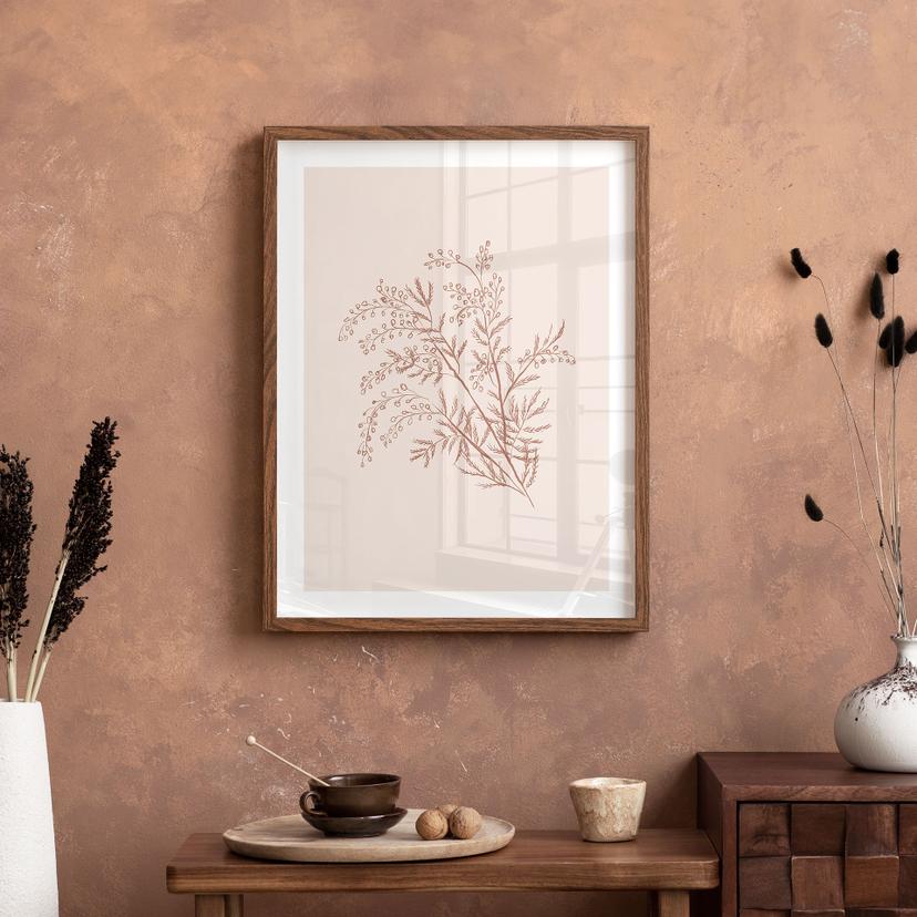 Poster Ramo di acacia in colori moka - Illustrazione di anice