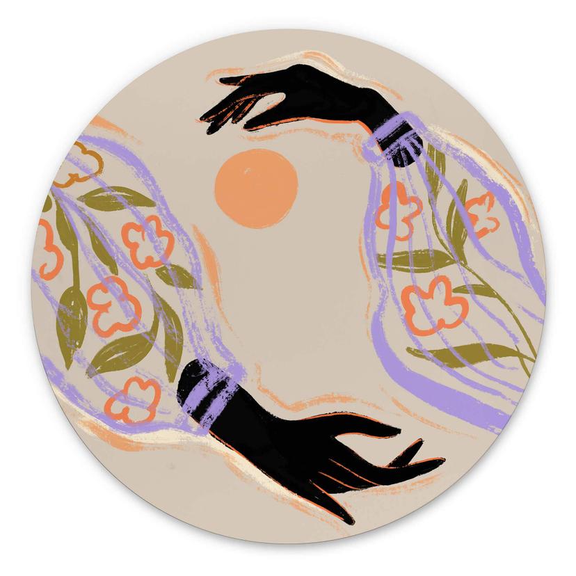 Vægcirkel Arty Guava - Hugging the Sun – print på aluminium (Alu-Dibond)