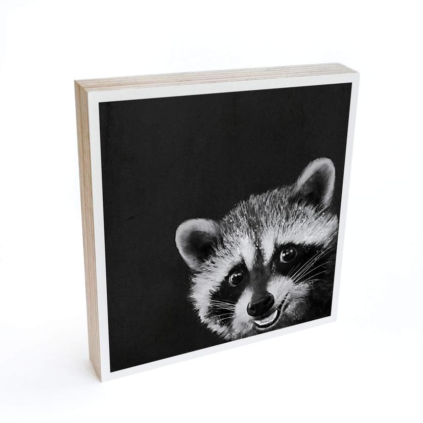 Billede af træ til at sætte op - Graves - Racoon - 15x15 cm