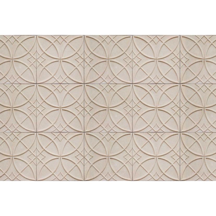 Carta da parati con motivi geometrici - disegno a rilievo in bianco crema