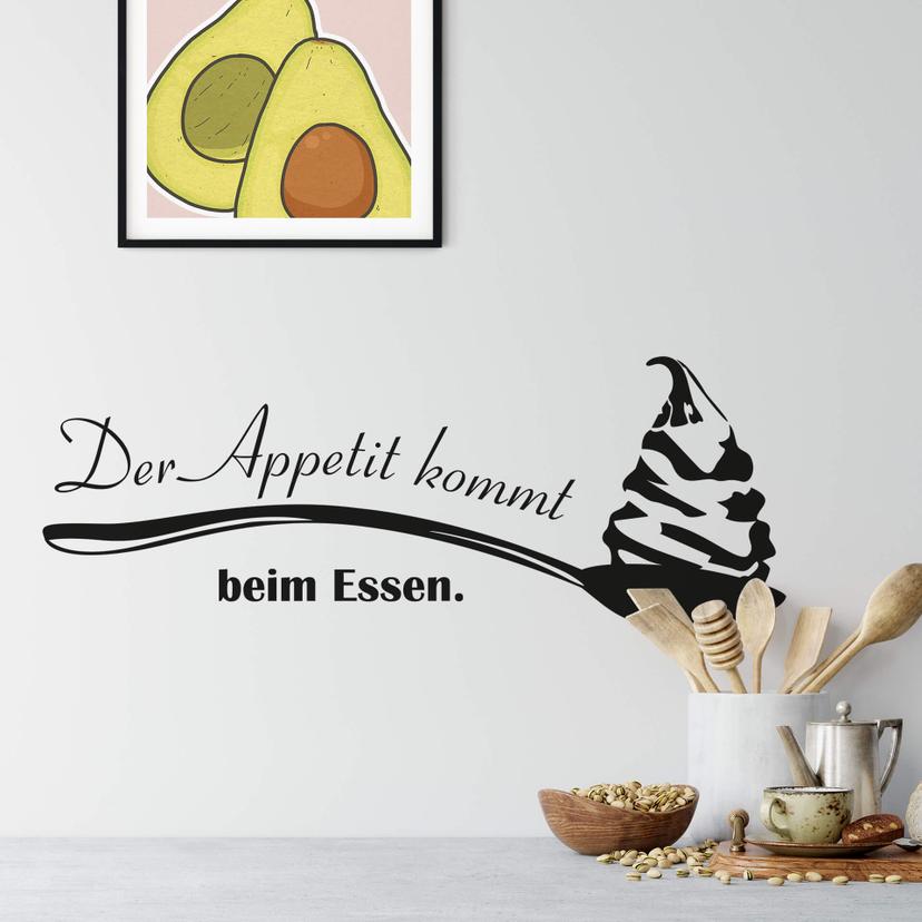 Wandtattoo Der Appetit kommt beim Essen.