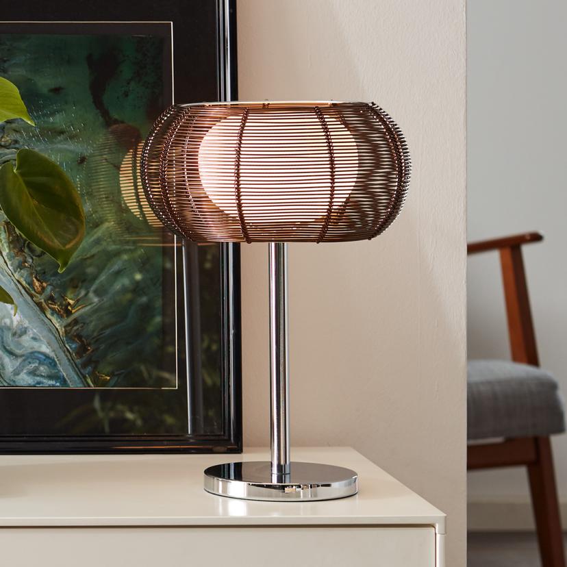 Tischleuchte Maxime, braun, 39 x 26 cm, Glas Nachttischlampe, dimmbar