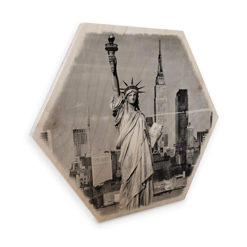 Hexagon Hout berkenfineer - Statue of Liberty