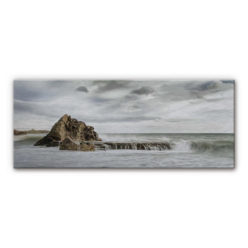 Pannello paraschizzi in Alu-Dibond - Rocce tra le onde - panoramica