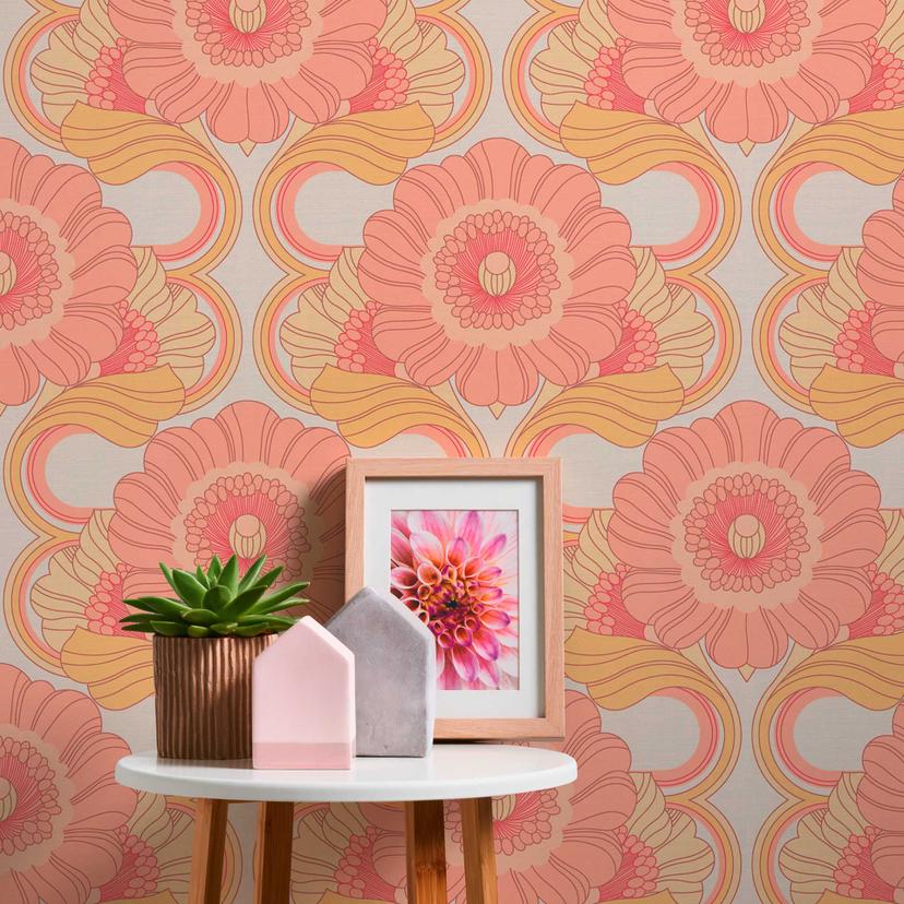 Papier peint rétro Coloré - Papier peint intissé style rétro - Papier peint à motifs vintage