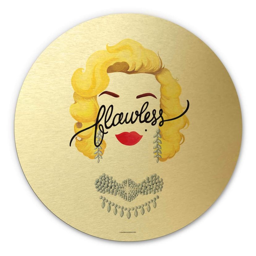 Tableau sur alu-Dibond rond effet doré Tohmé - Flawless Marilyn