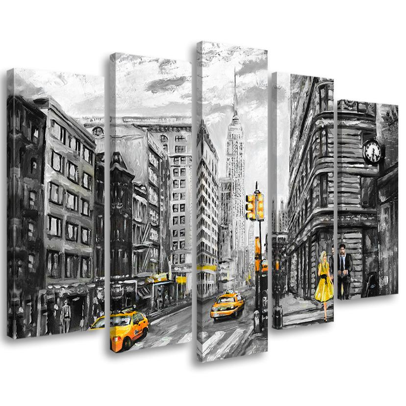 5 stykke lærredstryk, gader i New York City