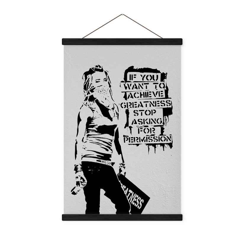 Tekstil plakat Opnå storhed - Banksy