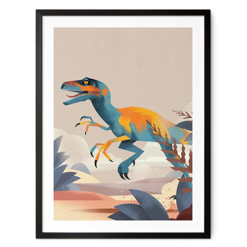 Plakat Velociraptor - Braun