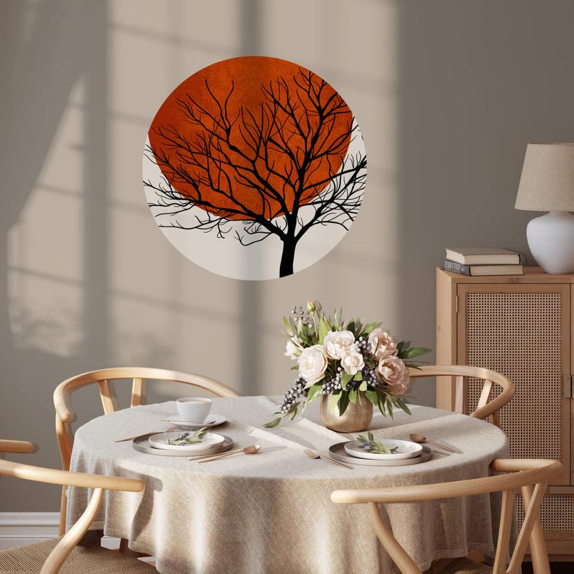 Wallsticker Kubistika - Varm solnedgang - Rund