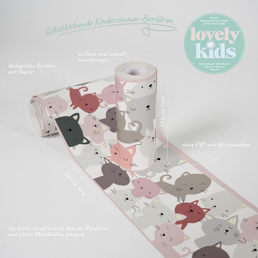A.S. Création Lovely Kids Frise autocollante enfant - Rosé, Gris