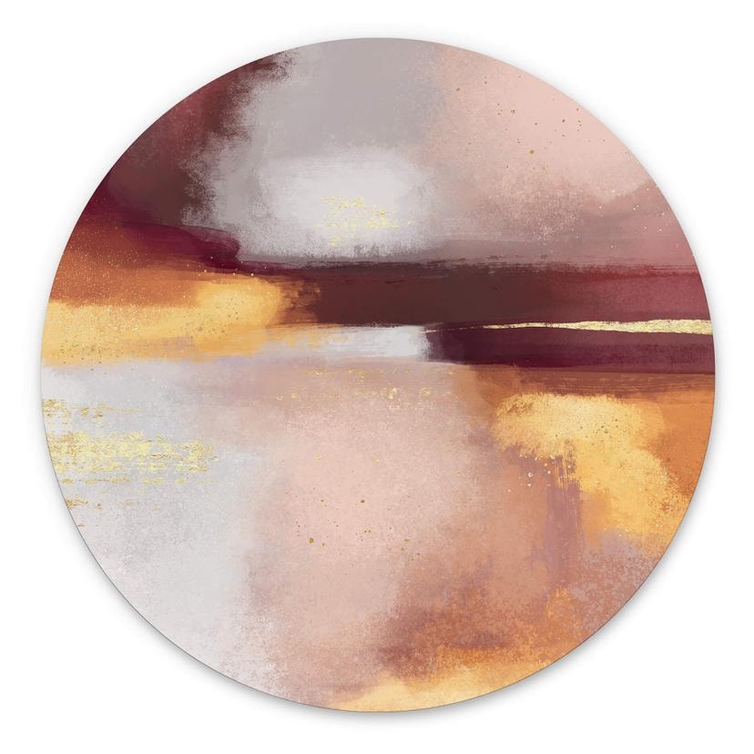 Tableau sur alu-Dibond rond Fredriksson - Bourgogne et ambre