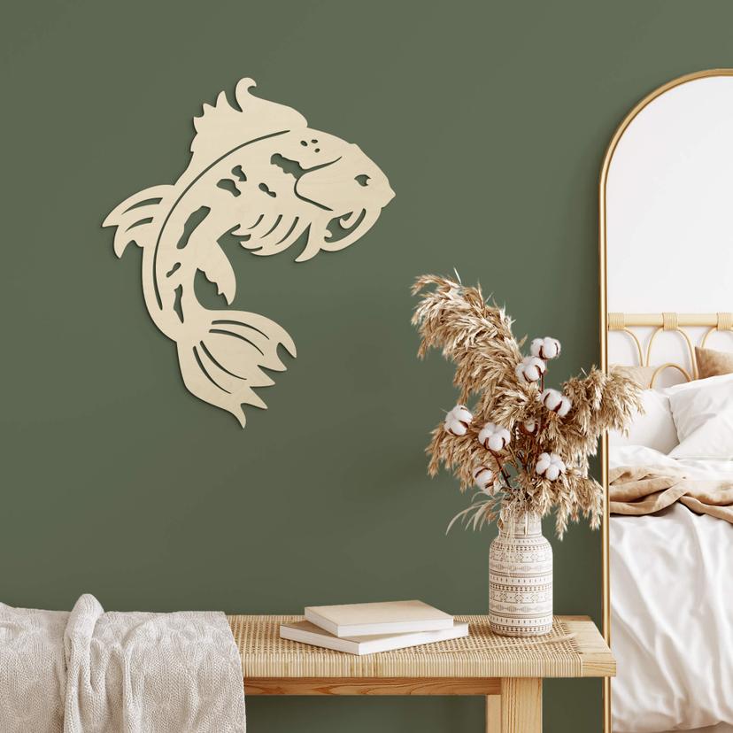 Decoración en madera de álamo - Koi japonés