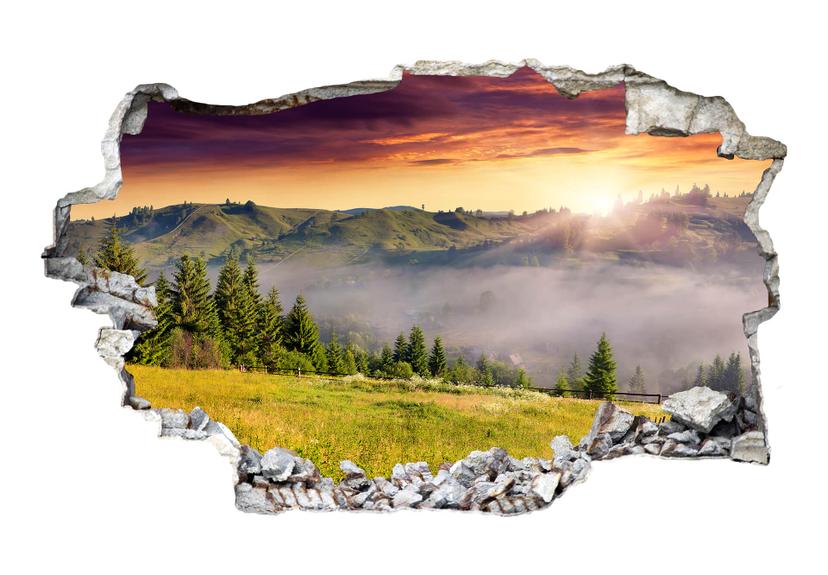 3D Muursticker Mist in de Bergen