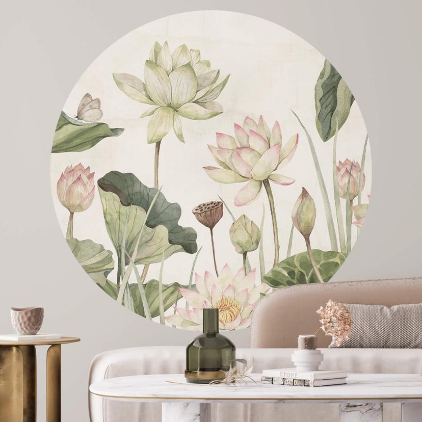 Vinilo decorativo Sir Edward - Nenúfar idílico en pastel - Redondo