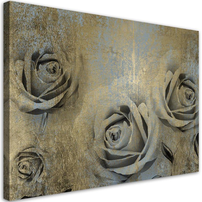 Tableau sur toile, Roses dorées