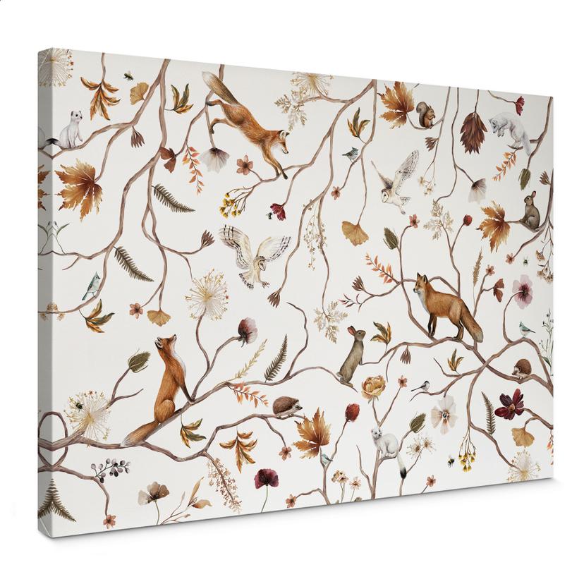 Lienzo animales del bosque en otoño - Kikki Belle
