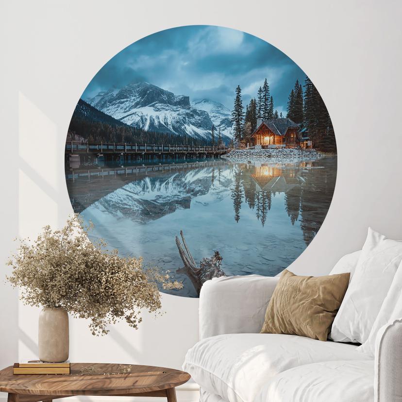Vinilo decorativo Idilio montañés en el lago del atardecer - Bing Li - Redondo