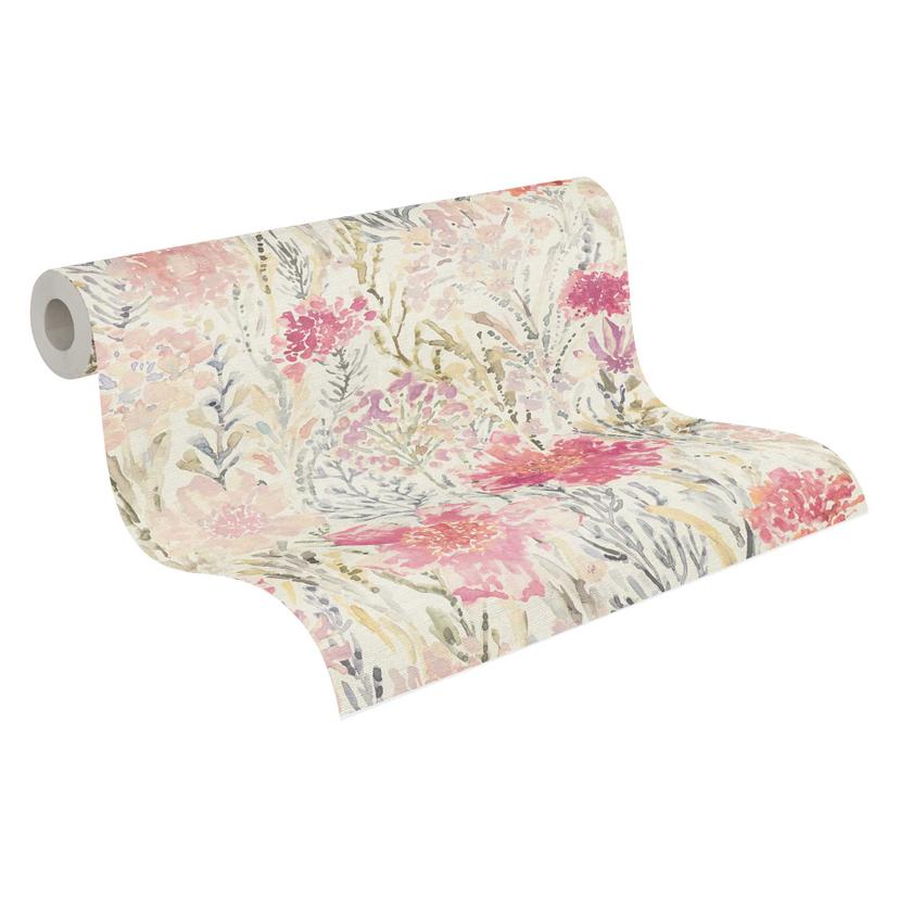 Papel pintado Floral acuarela rosa pastel - papel pintado no tejido floral - romántico
