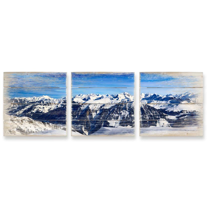Houten Wanddecoratie Alpenpanorama (3-delig)