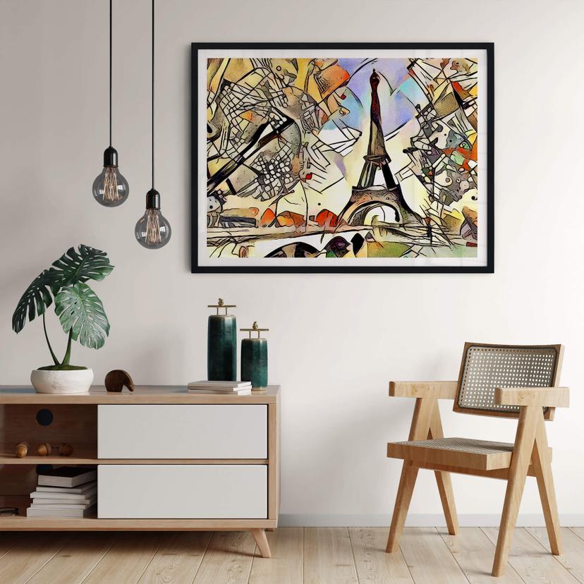 Poster Zamart - Kandinsky möter Paris Eiffeltornet