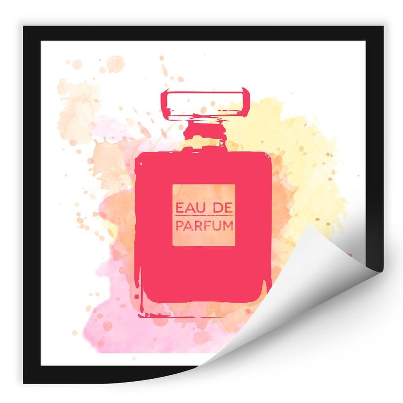 Zelfklevende Poster  Eau de Parfum Aquarel - pink