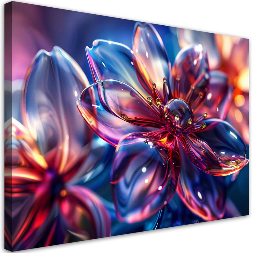 Canvasbillede, skinnende 3D-blomster