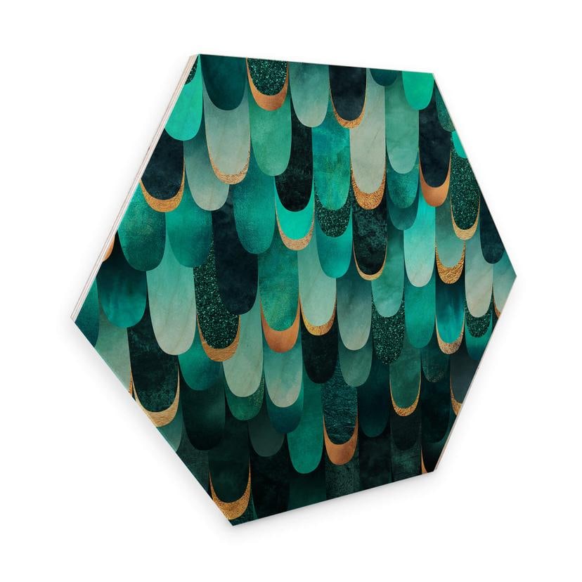 Hexagon Hout Fredriksson - Turquoise Feathers