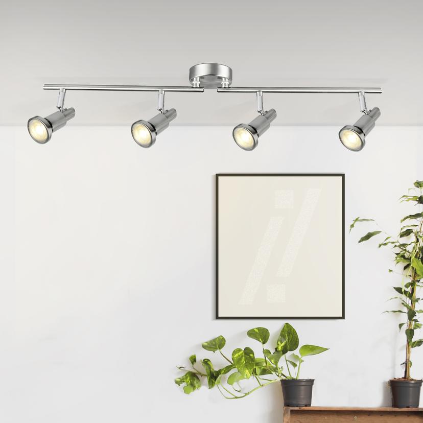 Deckenleuchte Mika, silber, 13 x 78 cm, Metall Strahler