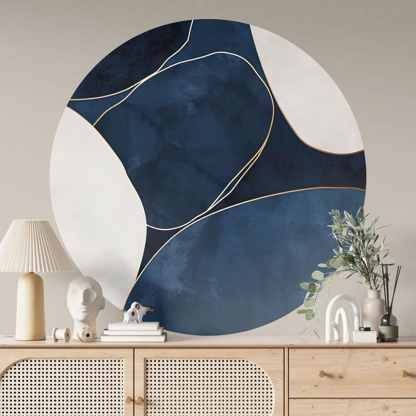 Wall Sticker Geometrisk balance i blå og hvid - Paksoylu