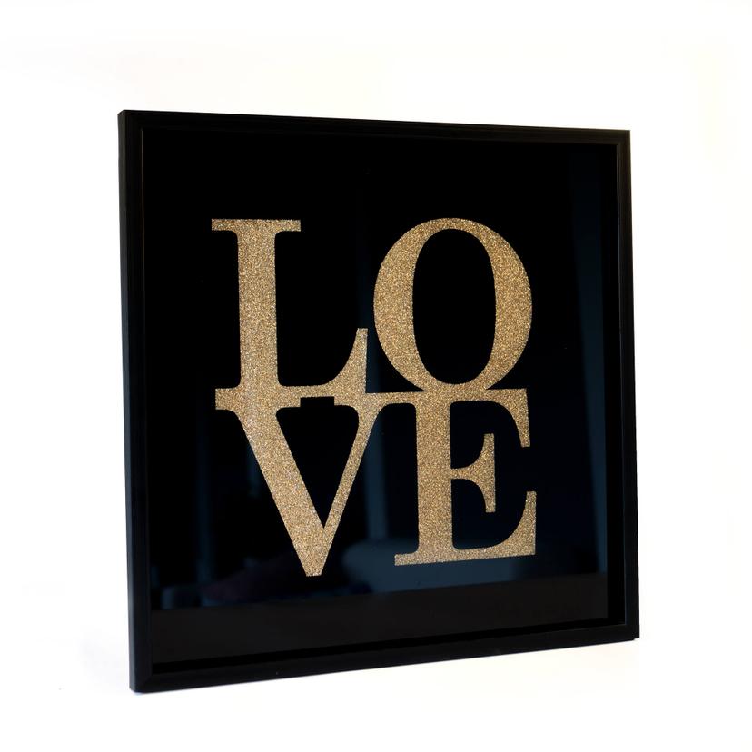 Wanddecoratie Love - Gouden glitters