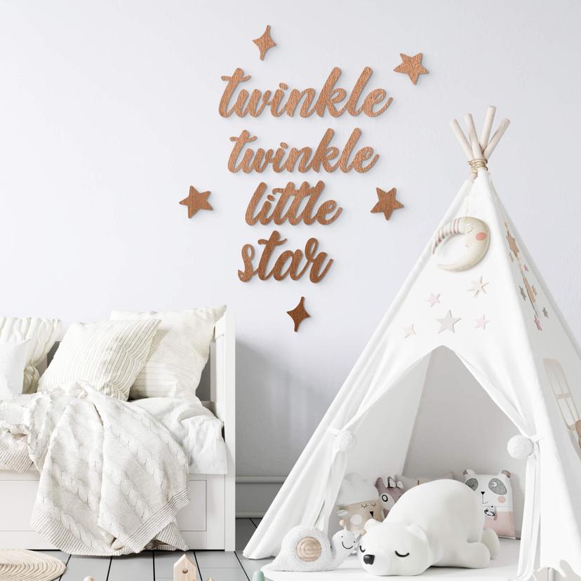 Træ vægdekoration mahogni finer Twinkle Twinkle Little Star