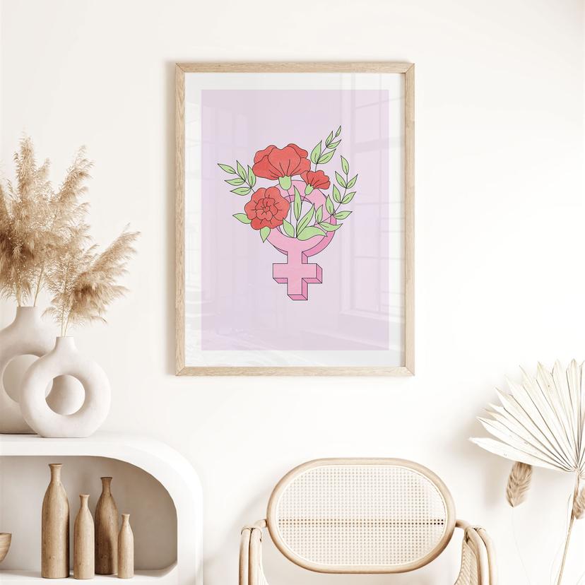 Poster segno di Venere con fiori