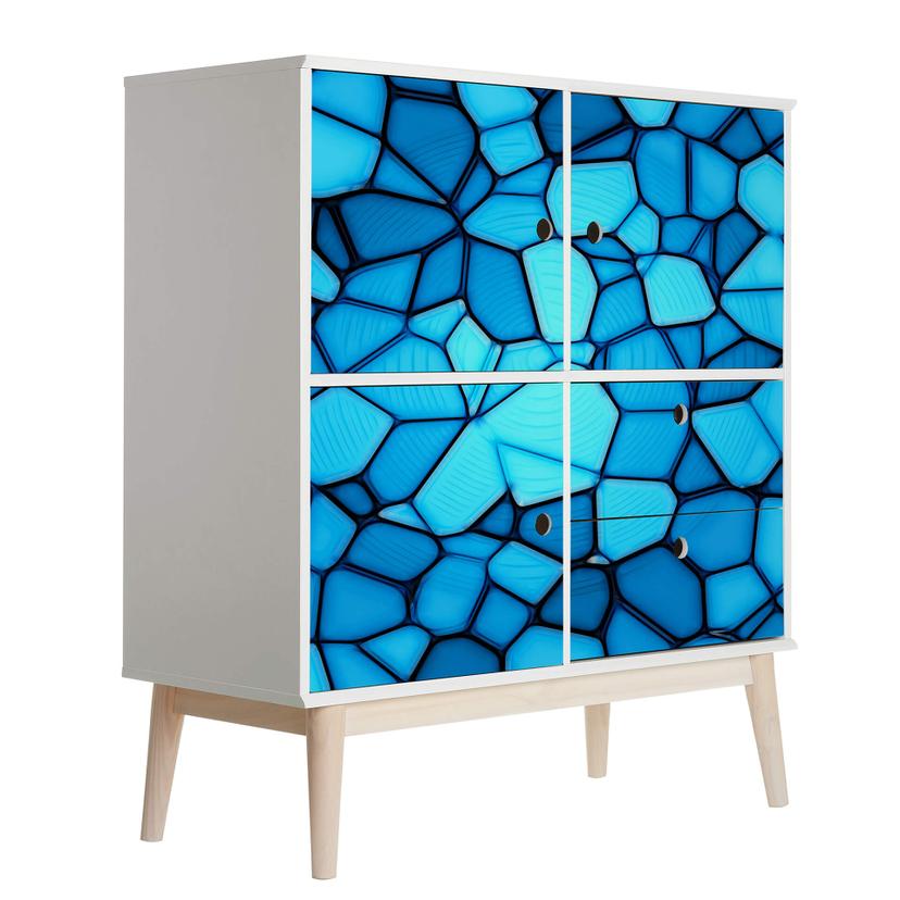 Sticker meuble, Film décoratif adhésif - lavable - Mosaïque bleue