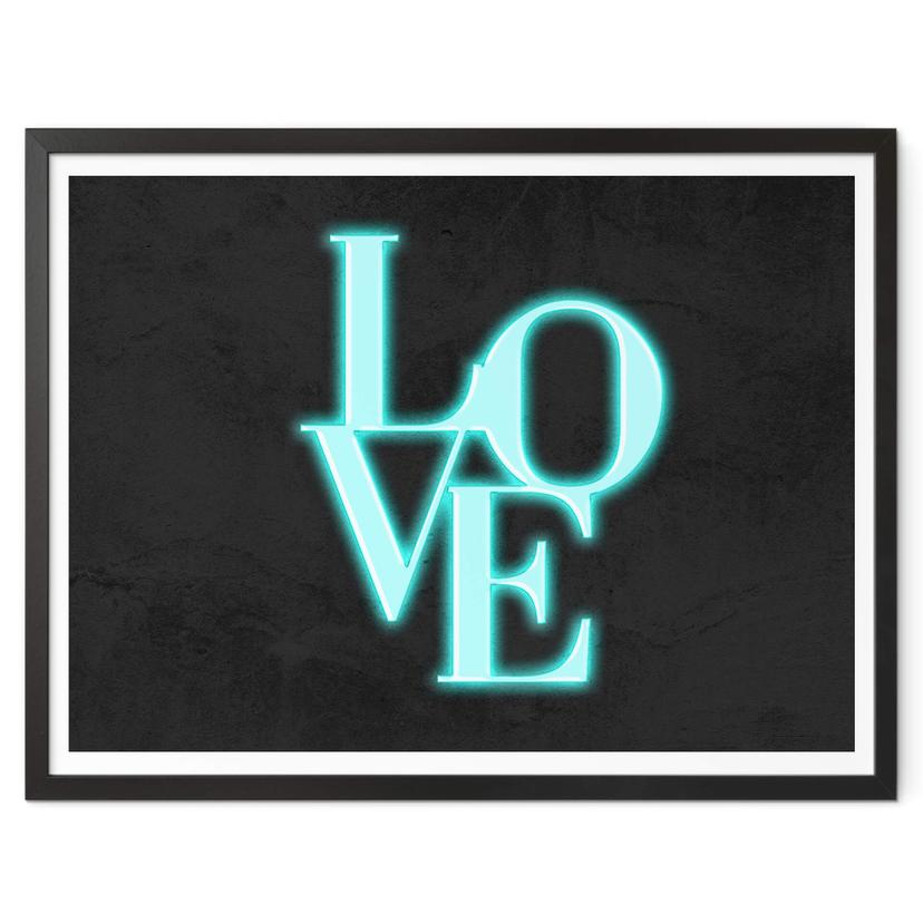 Póster LOVE lettering moderno - luz de neón