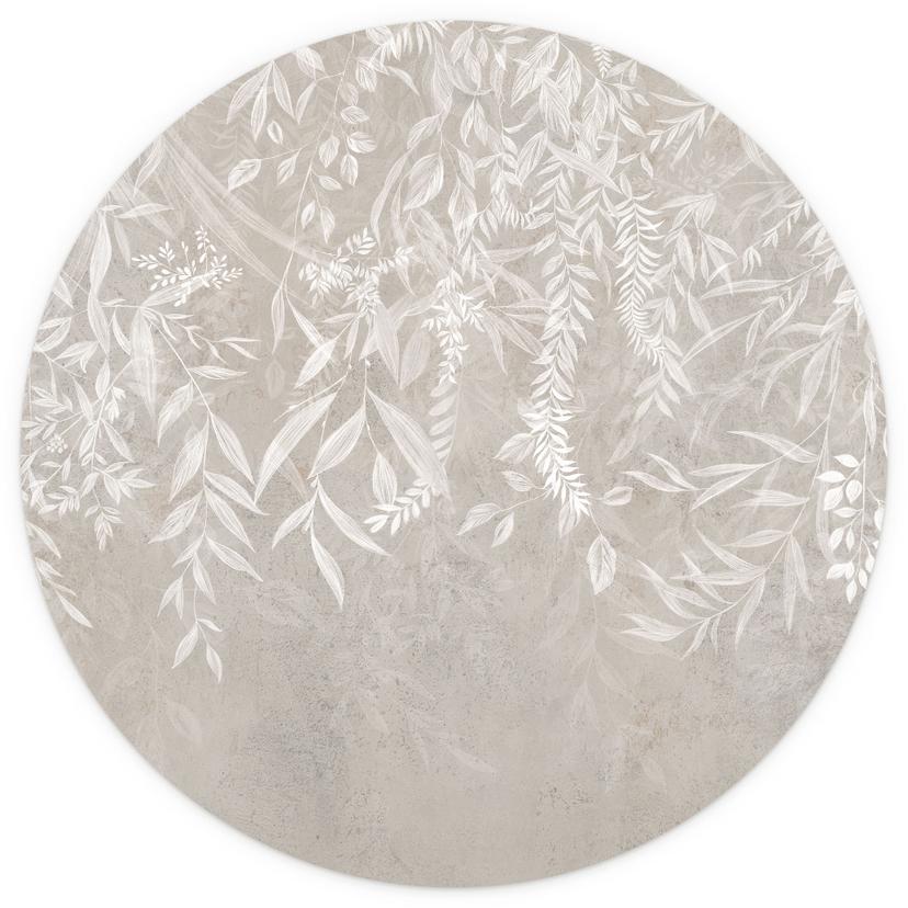 Fotobehang - Elegante wilgentakken in beige - Ms Tiff - Rond - Zelfklevend/niet-geweven