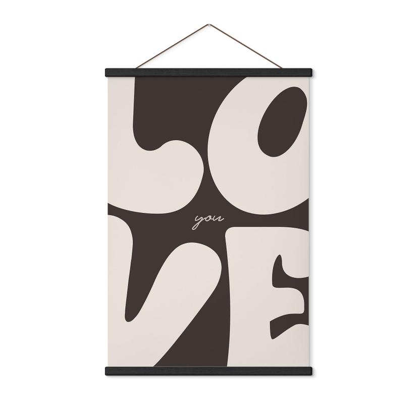 Tekstil plakat med typografi - Love you Retro Letters