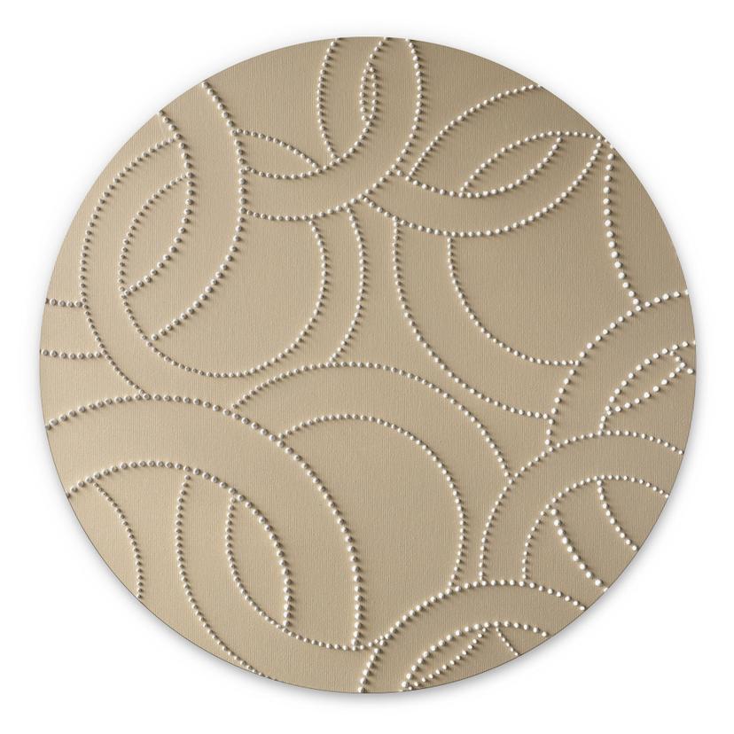 Billede Abstrakte ringe beige - Grande - rund – print på aluminium (Alu-Dibond)