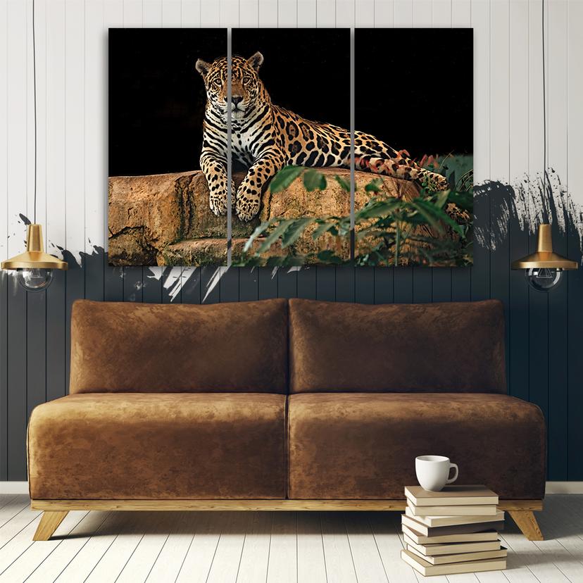 Stampa su tela 3 pezzi Leopard Panther Cat Animal