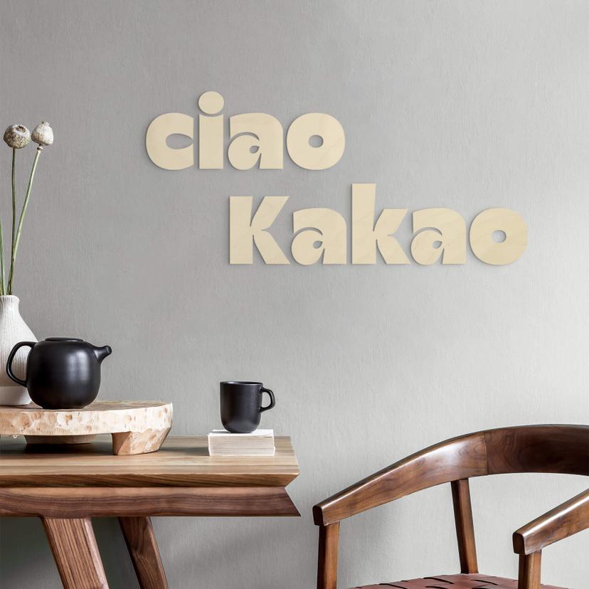 Holz Schriftzug Ciao Kakao - Pappel