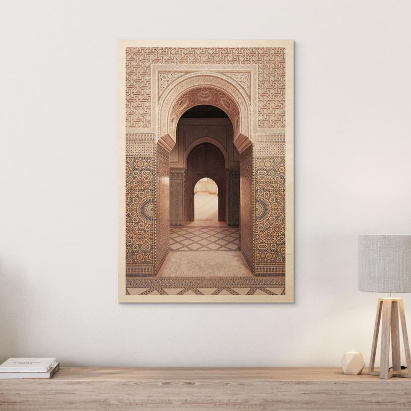 Cancello orientale a stampa su legno con mosaici - Sisi & Seb